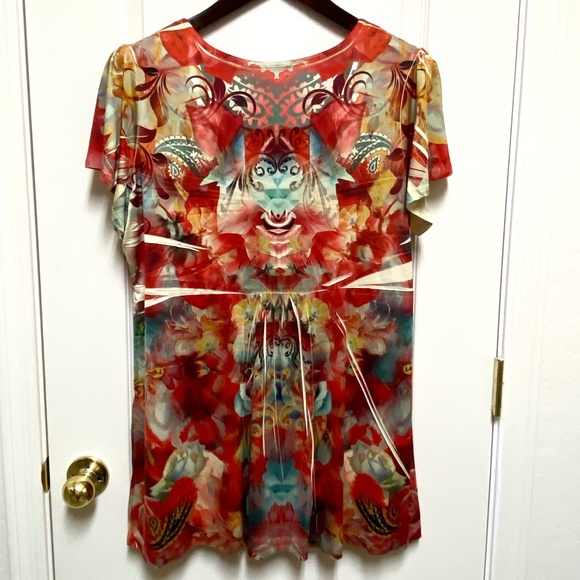 Boho Artsy Embellished Empire Waist Tunic Top Plus Size 3X live and let live - Picture 5 of 9